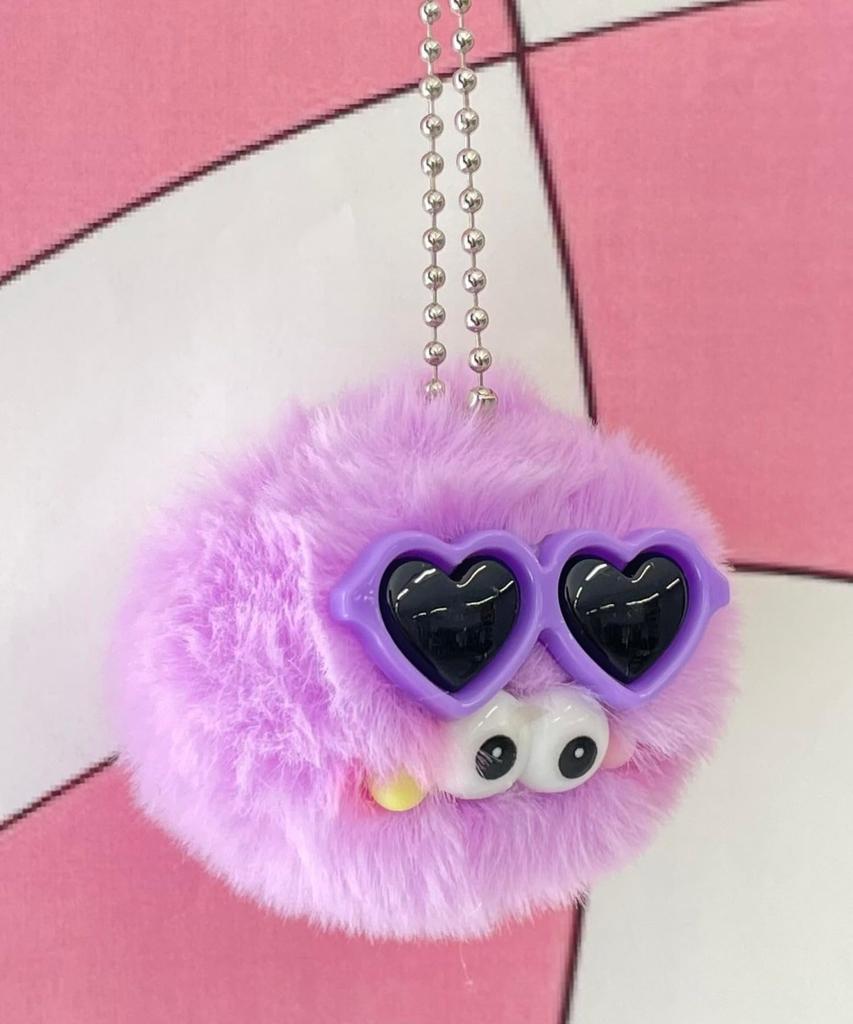 WEGO Mini Monster Plush School Present for F Type E Purple Keychain, Customizable, Cute, Gift, Women, (Sunglasses),