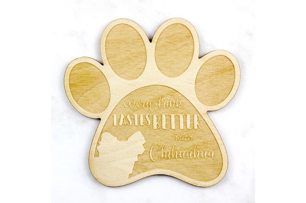 Chihuahua long-haired – Mug coaster, engraved coaster with dog | Art-Dog