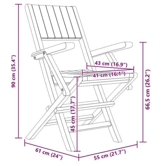 VidaXL Folding Garden Chairs 2 Pcs 55x61x90 Cm Solid Teak Wood 362760