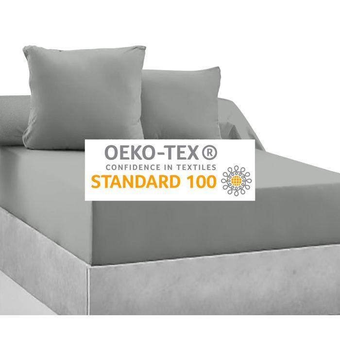 Taie de traversin - 100% coton - Gris - 45x185 cm - Tissage 57 fils/cm2 - Finition ourlet