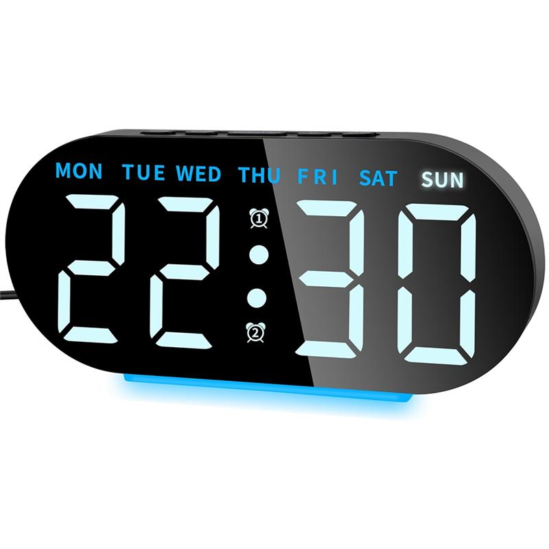 HHO-Alarm Clock Digital Radio-Controlled Clock With LED Display,Digital Alarm Clock,Night Light,Snooze,Table Clock
