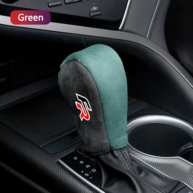 rldf3 Suede Car Shift Handle Covers Non-Slip Change Lever Gearshift Cover For Seat Leon FR+ Cupra Mk3 Ibiza Altea Exeo Formula Racing