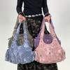 Millennial Spice Locomotive Washed Tote Bag Multi Pocket Personalized Maillard Vintage Shoulder Bag