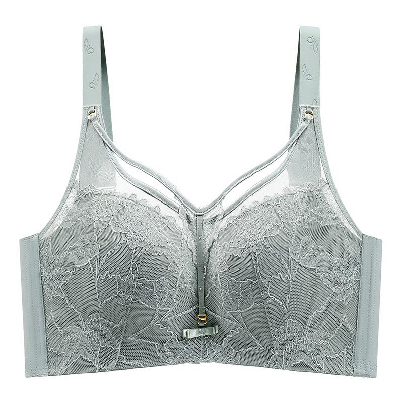 European and American Breathable Plus Size Bra Sexy Mesh Soft Steel Ring Exquisite Lace U-shaped Beautiful Back Plus Size Underwear