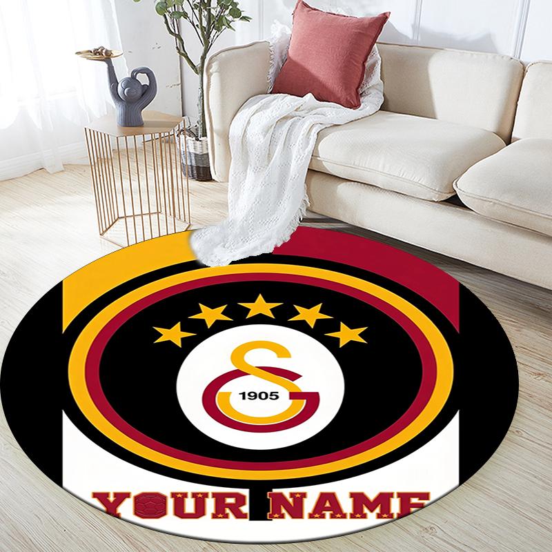 Custom Name,Galatasaray SK pattern round rug,Carpet Rug for Living Room Bedroom Playroom ,Non-slip Floor Mat,Holiday Gifts and Birthday Gifts.