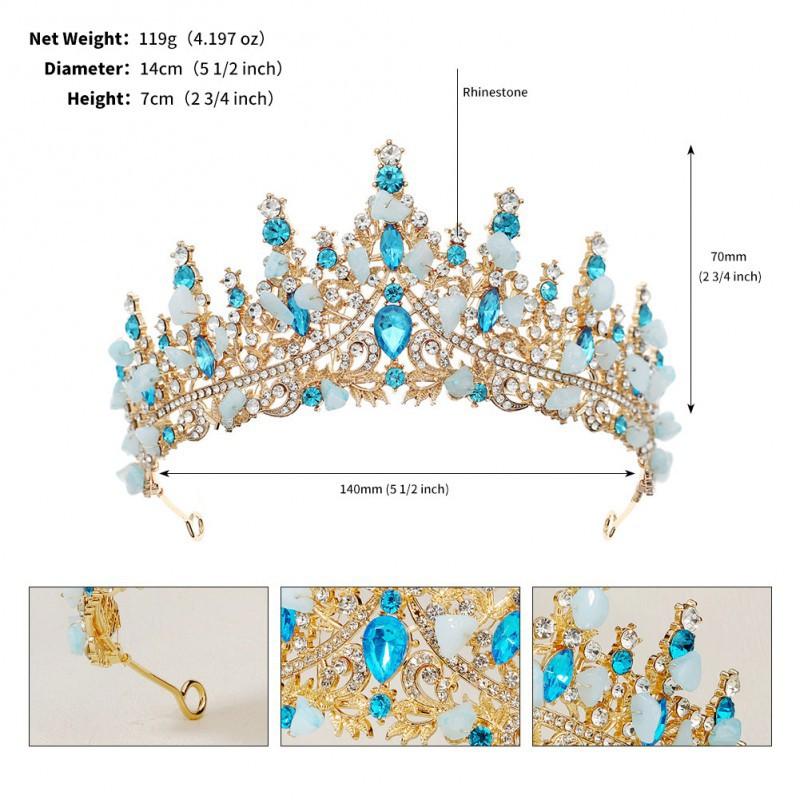 Natural Crystal Gravel Handmade Bride Crown Atmospheric Wedding Ornaments Performance Headwear Gold Alloy Rhinestones