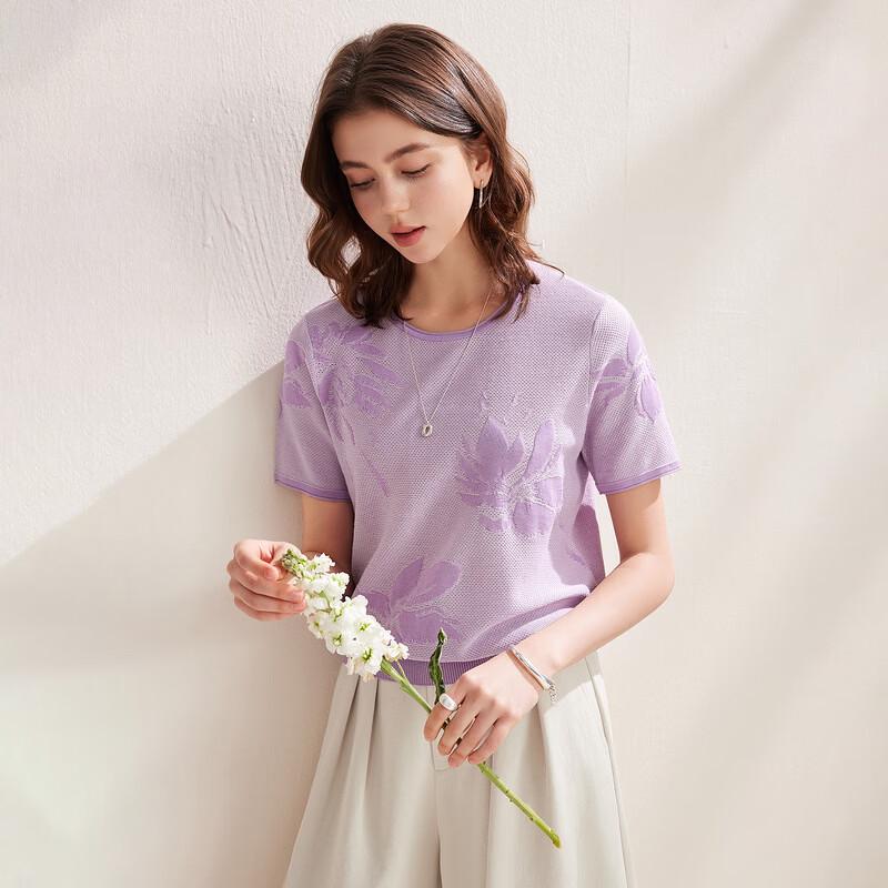 Zhaojun 2026 S/S Floral Jacquard Silk Blend Short Sleeve Knit T-Shirt