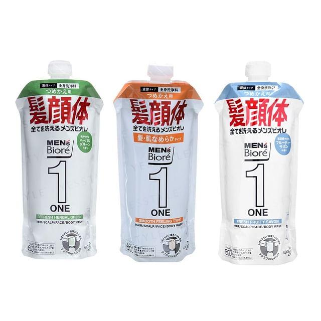 Kao - Men s Biore One Hair / Scalp / Face / Body Wash Clean Fruity Savon - 340ml Refill