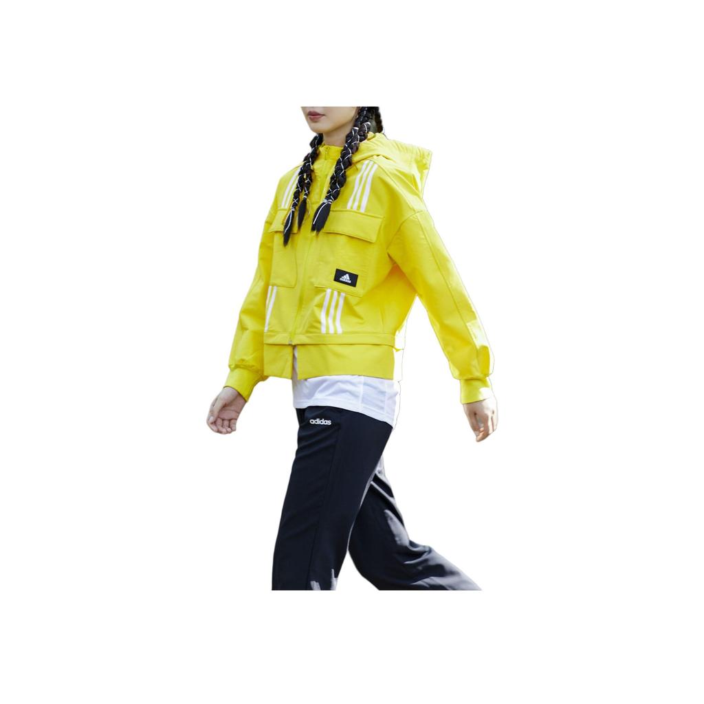 Adidas Casual Sports Zip Hooded Jacket Women Jackets Yellow GP0627