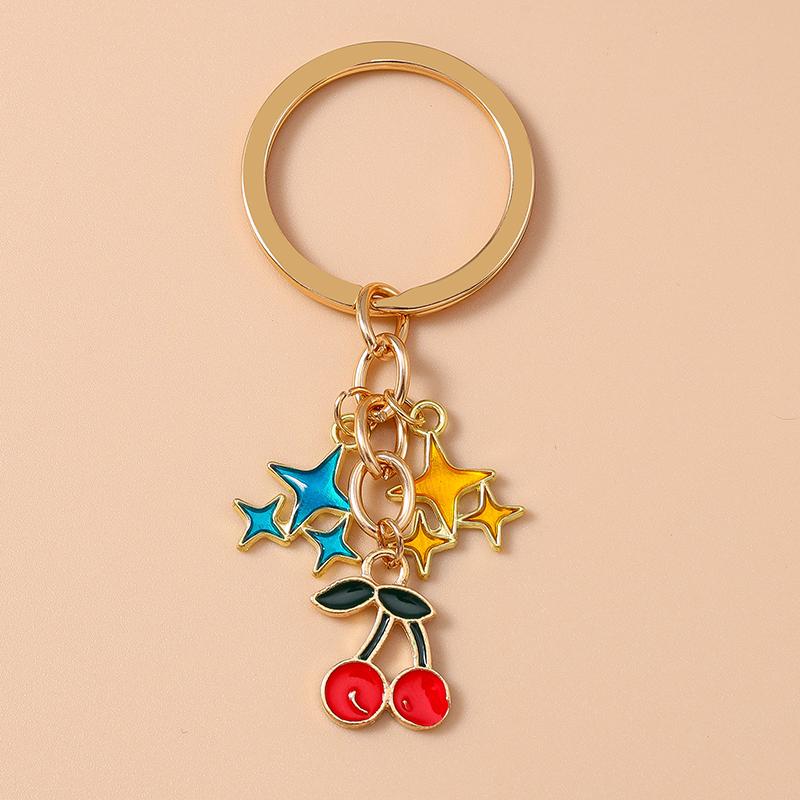 Cute Enamel Simulation Food Fruit Keychan Lemon Strawberry Key Ring for Women Girls Handbag Pendant DIY Jewelry Gift