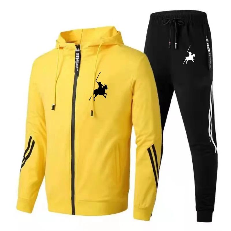 Men's Casual Zipper Hoodie Suits Luxury Print Outdoor Fitness Jogging Sports Suit Men's Casual Cloth Sweatpant Sets Tracksuit