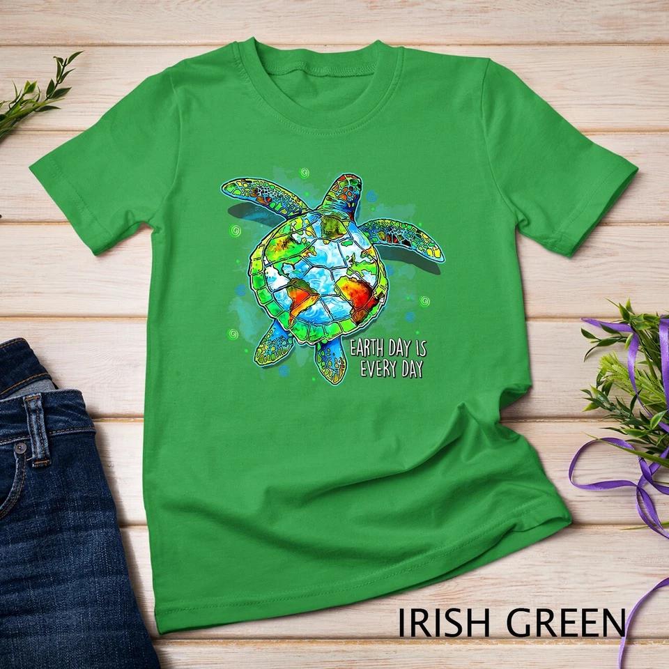 Earth Day Is Every Day Funny Sea Turtle Animal Saving Earth Unisex T-shirt 3 3XL