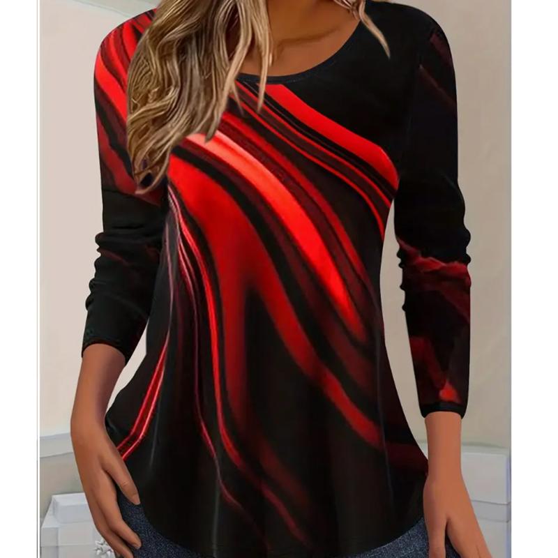 2025 Autumn & Winter Women's New Casual Crew Neck Long Sleeve Top 3D Retro Pattern