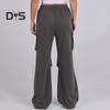 Women Cargo Pants Elastic Waist Mid-rise Straight Wide Leg Sweatpants with Multi Pockets Solid Color Casual Jogging Pants Loose Lounge Pants
