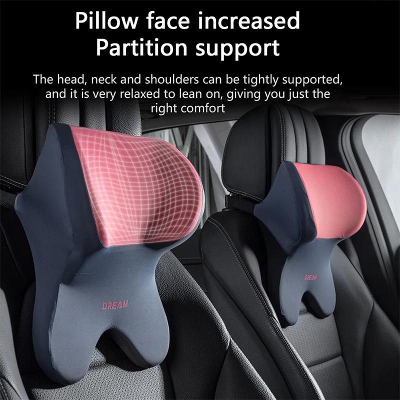 Car Headrest Waist Pillow 3D Memory Foam Seat Support for Home Office Neck Rest Breathable Car Back Lumbar Cushion Accessorries