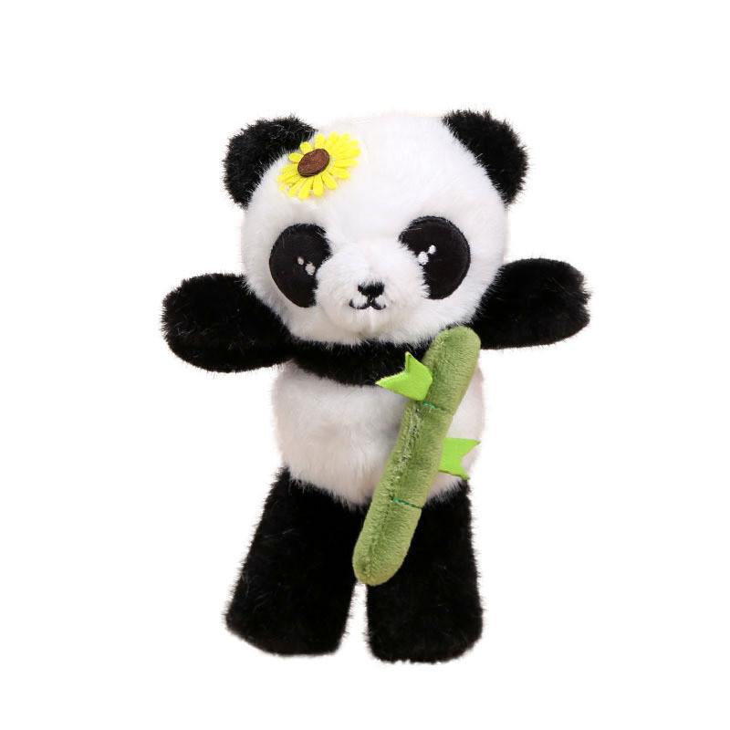 Plyšový přívěsek na klíče Panda s dlouhýma nohama a detailem bambusu pro děti i dospělé