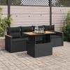 VidaXL Garden Lounge Set 5 Pcs with Cushions Black Braided Resin Acacia 3327429