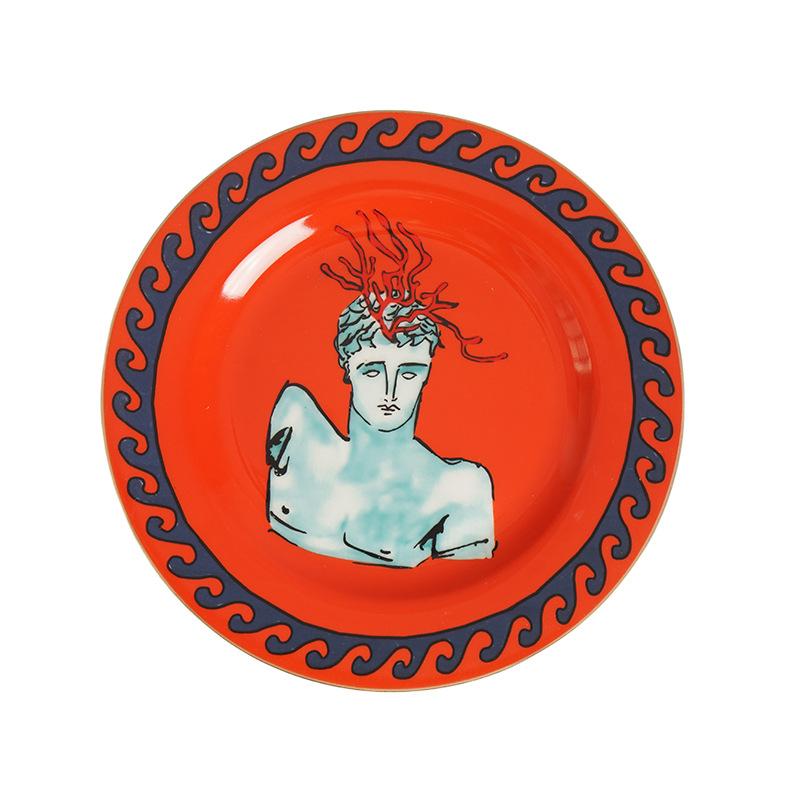 Kreativer Keramik-Dessertteller Meeresgott-Musterdesign Geschirr Porzellanteller Tassen