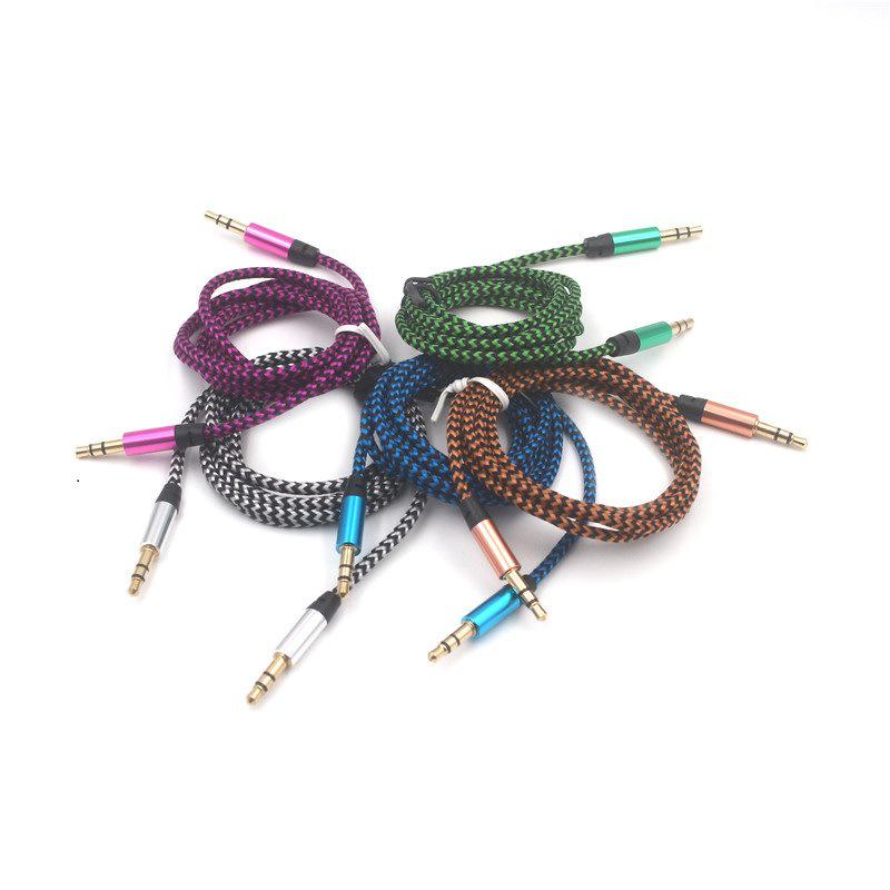Colorful 3.5mm Braided Metal Shell Audio Cable - Male to Male AUX Connection