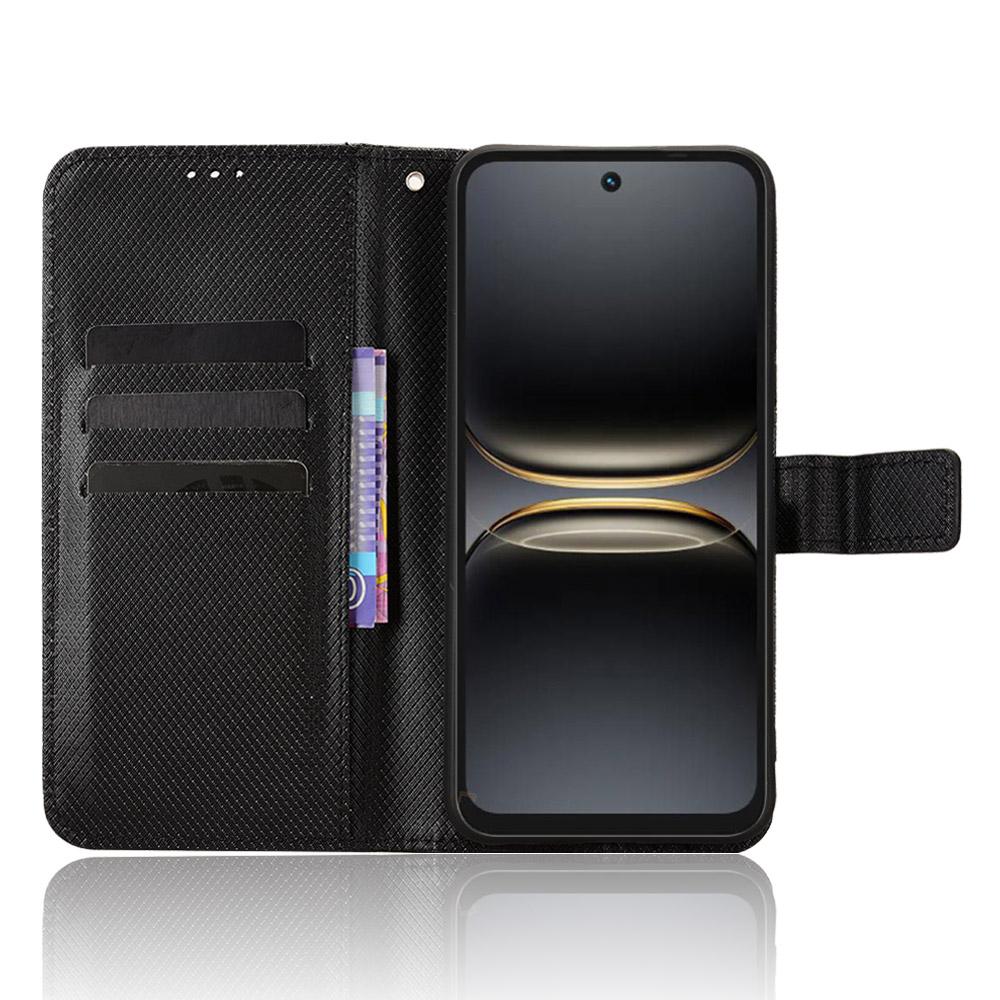 For TECNO Spark 40C Leather Wallet Case with Strap Diamond Texture Phone Cover