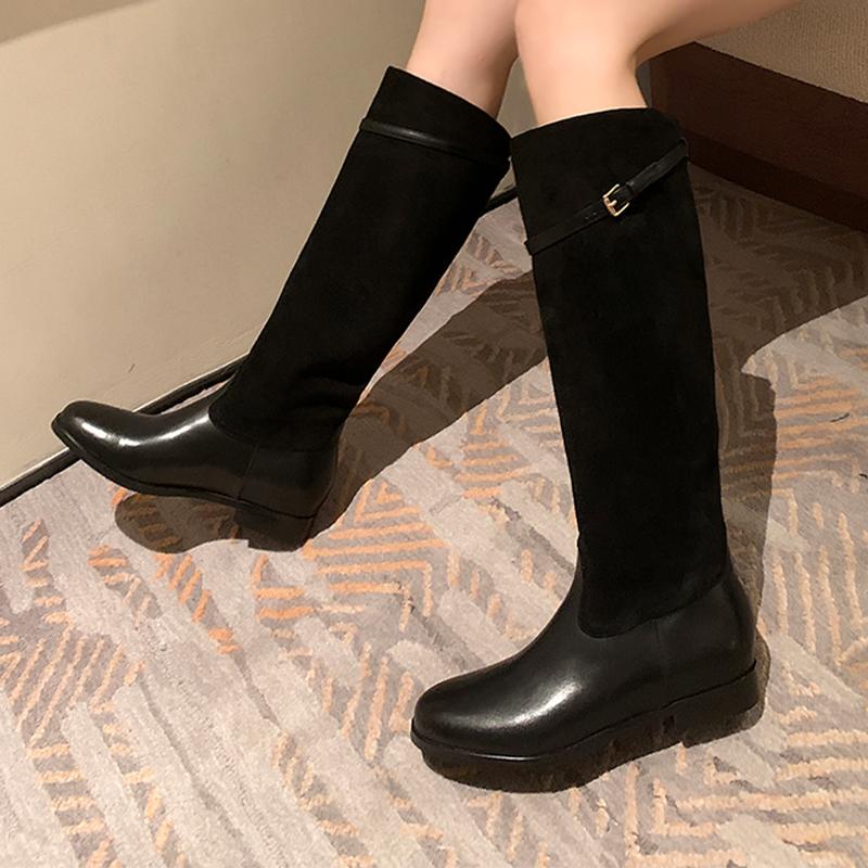 Stivali Alti di Qualità per Donna Scarpe Piatte alla Moda Scarpe Eleganti da Donna Stivali Invernali Al Ginocchio Chelsea Comodi Botas De Mujer