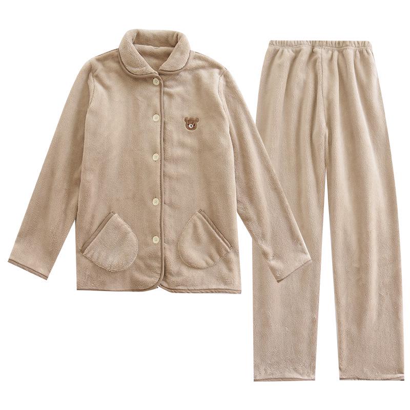 Cozy Autumn/Winter Fleece Pajama Set for Couples – Warm, Loose, and Suitable for Outdoor Wear