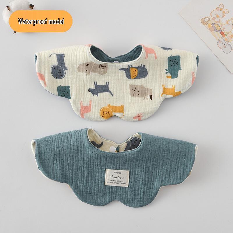 Dwustronny, wodoodporny śliniaczek dla niemowląt w stylu koreańskim z płatkami, wykonany w 100% z gazy bawełnianej
