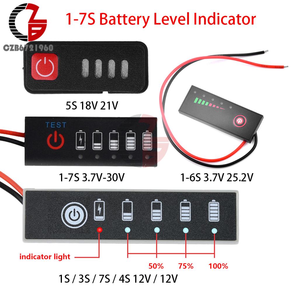 1-7S 18650 Lithium Battery Pack Power Indicator 5S 18/21V Battery Level Indicator Capacity Tester Power Percentage Display Board