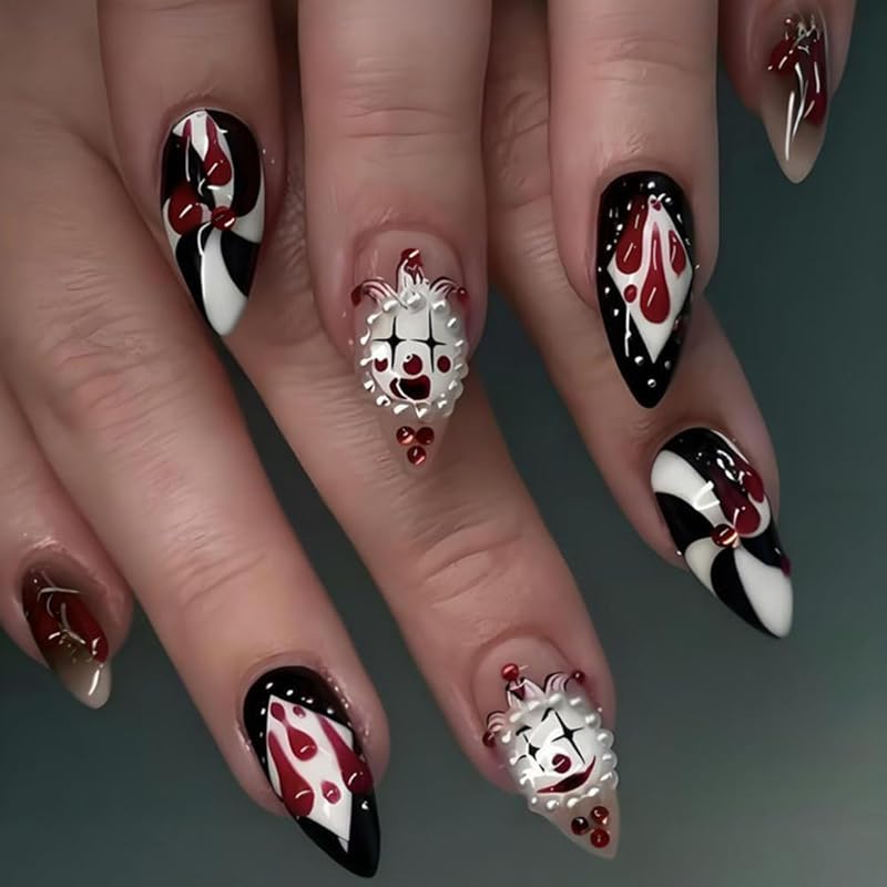 24Pcs Halloween Press on Nails Short Oval Fake Nails with Ghost Pumpkin Design Almond Cute Halloween Nails Press ons Gel Acrylic Glue on Nails