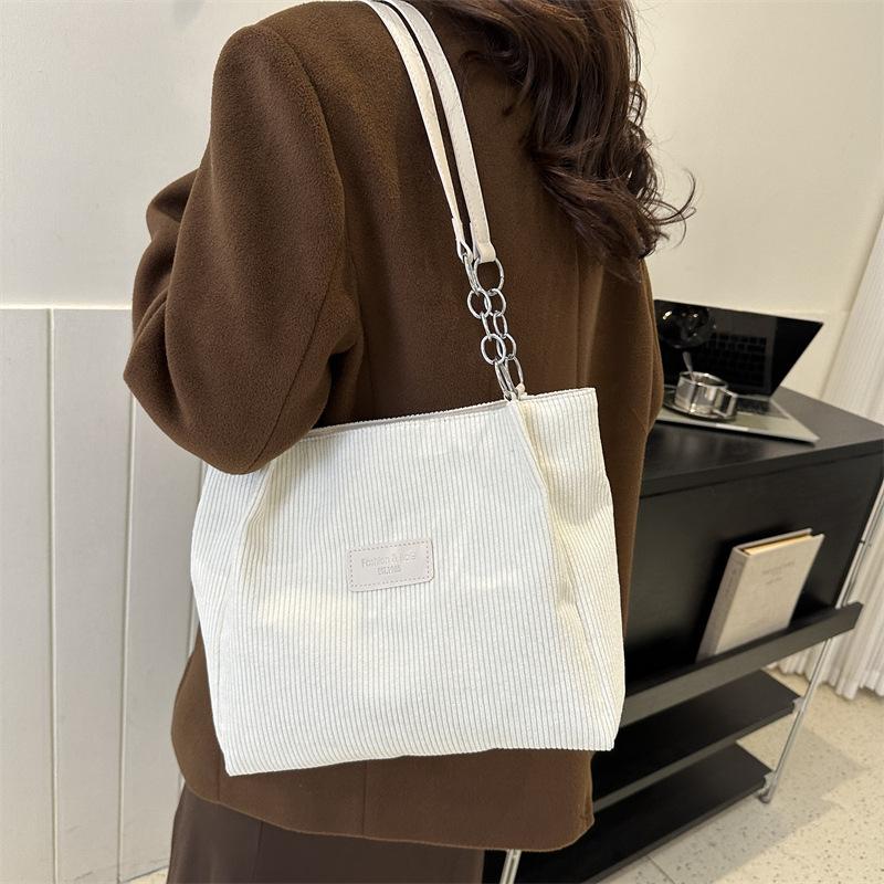 Corduroy large-capacity bag women's shoulder bag niche design commuter satchel popular velvet tote