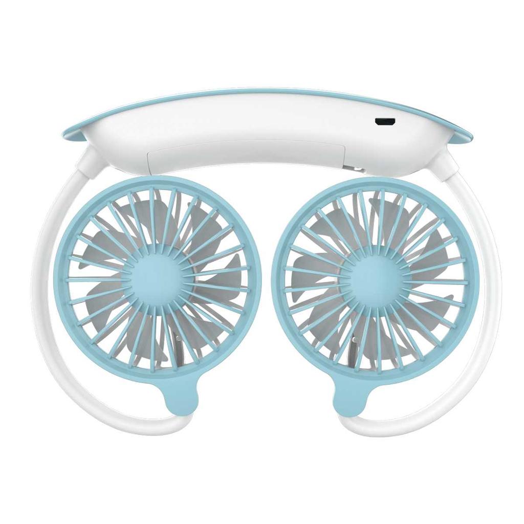 1PC Neck Cooling Fan USB Rechargeable Mini Portable  Outdoor Folding Neck Dual Ceiling Fan 3-speed Adjustable For Outdoor Indoor