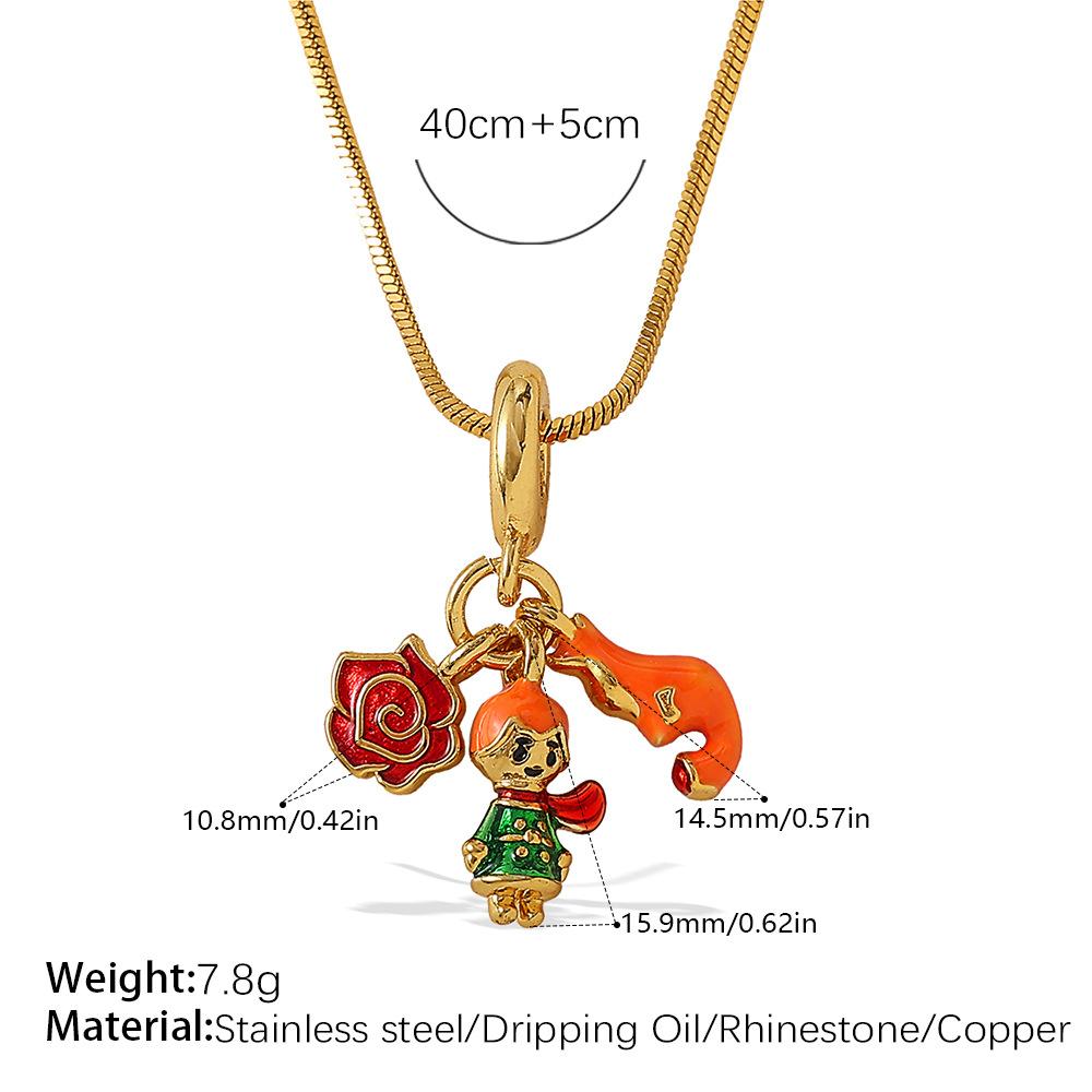 Retro Style Dripping Oil DIY Girl Fox Pendant Necklace Cute Versatile Heavy Industry Design Jewelry Woman