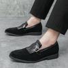 Lefu Herrenschuhe Spitze Retro Fleece Britischer Stil One Step Outdoor Fahrten Anzugschuhe Schwarz Grün Größe 38-46 Herrenschuhe