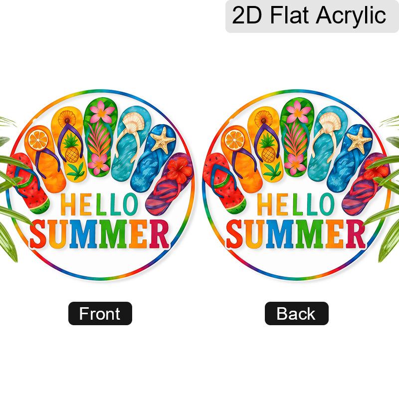 Acrylic Hello Summer Flip Flop Suncatcher Stained Glass Effect Window Hanging Ornament Summer Decor