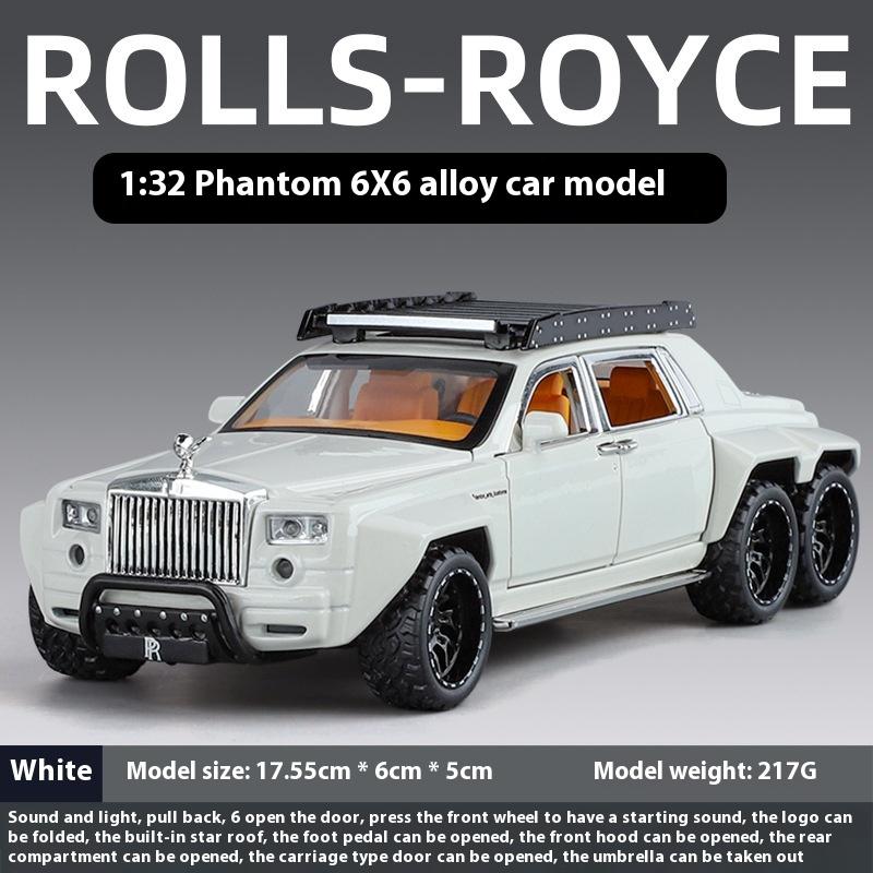 1/32 Scale Rolls Royce Phantom 6X6 Modified Alloy Diecast Metal Model Car Sound & Light Hobby Collectibles Holiday Gifts for Boyfriend