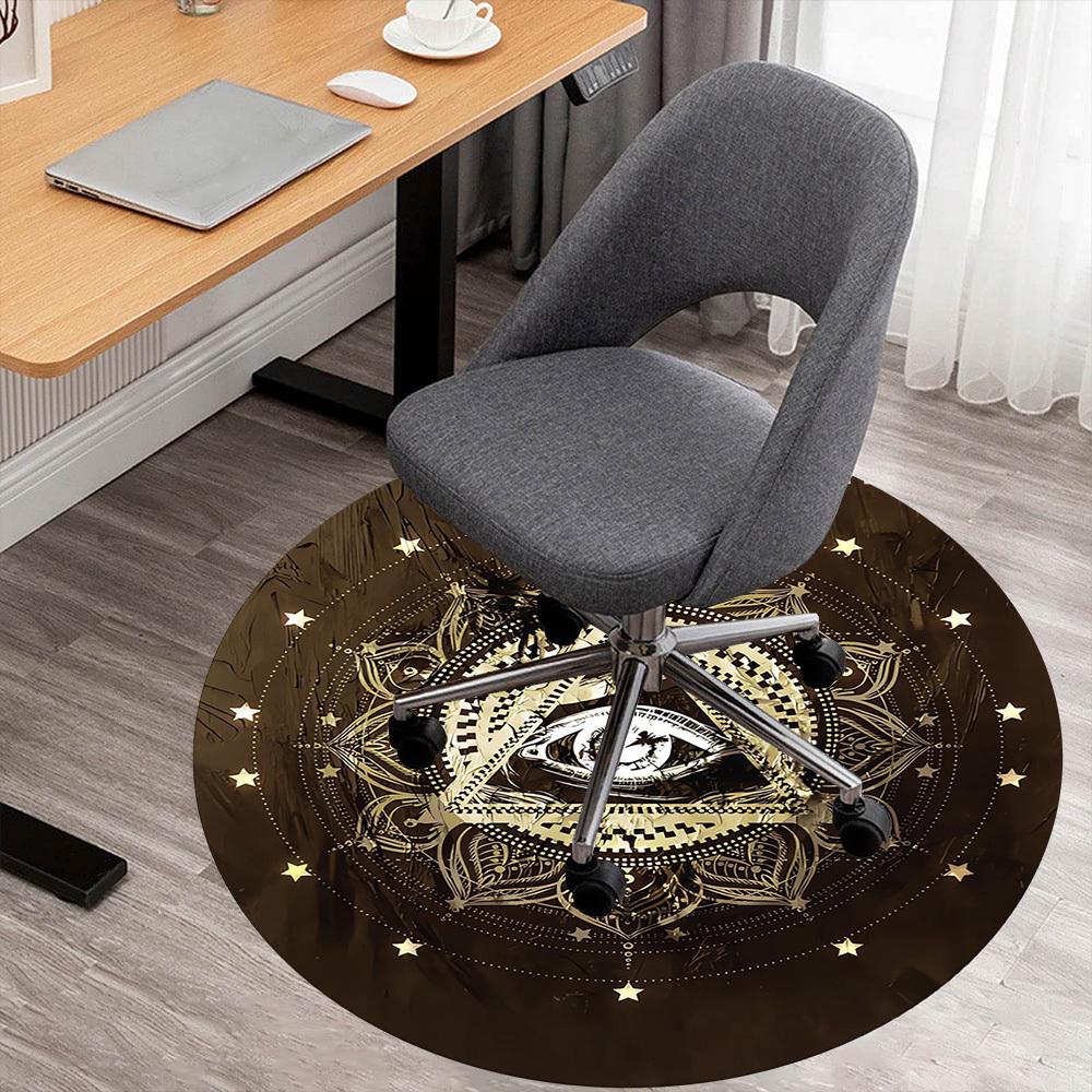 1PC Eye of Providence Sacred Geometry Mystical Symbols Round Chair Mat Area Rug - Non-Slip, Floor Mat for Office, Bedroom,Christmas Gift C0528136