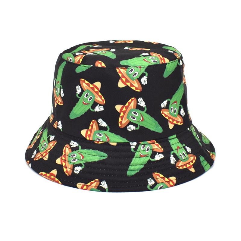 Mexican Style Cactus Print Bucket Hat, Unisex Novelty Fisherman Cap, Summer Travel Beach Sun Hat for Vacation Daily Wear Panama