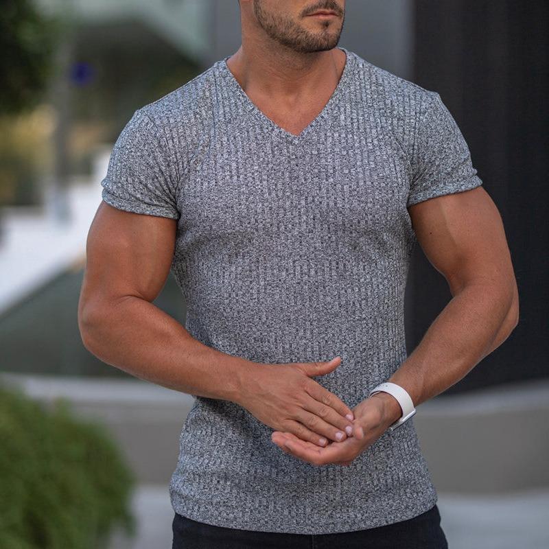 DICIFY Men's Fashion Casual Summer Spring Short Sleeve V-Neck Blouses & Shirts