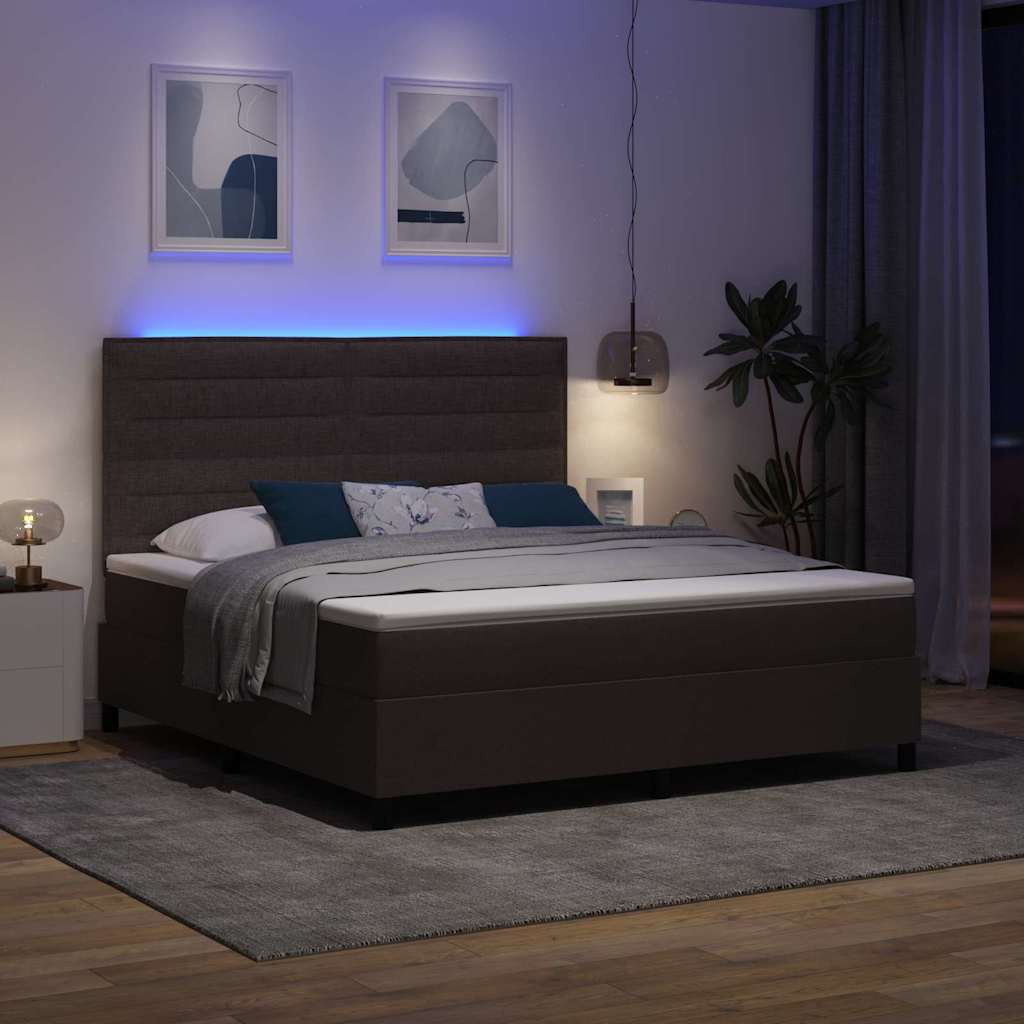 Box Spring Bed with Mattress Dark Brown 180 x 200 cm Fabric