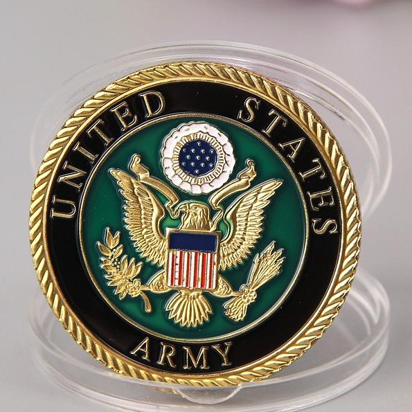 Памятная монета внешней торговли Американские ветераны Краска Металлическая памятная медаль Иностранная молитвенная монета Памятная монета 40*2.5mm