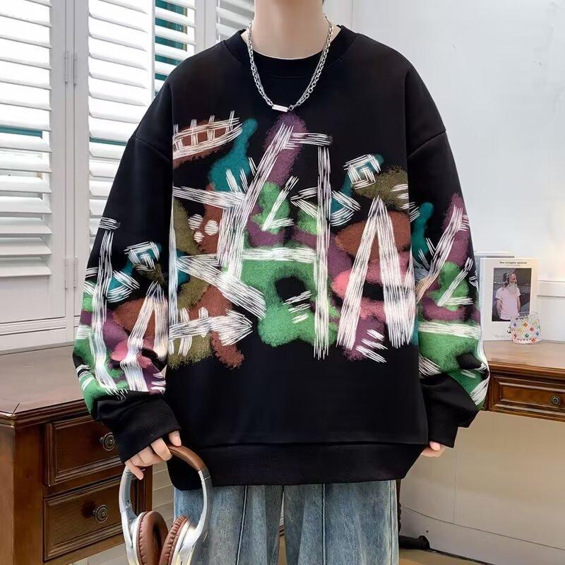 Amerikanischer personalisierter Graffiti-Pullover Herren Langarm Trendiges Herren-Oberteil Trendiger Rüpel Gutaussehend 2025 Neues Herren-Oberteil