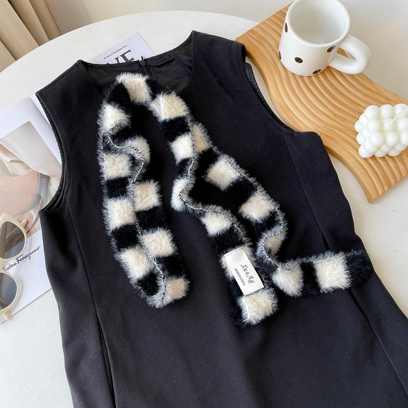 Design plush scarf striped thin strip scarf women's autumn and winter warm atmosphere decorative scarf