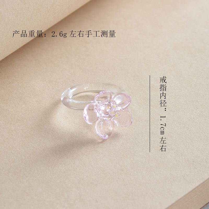Handmade Glaze Glass Flower Ring Crystal Daisy Sunflower Jewelry Accessories for Women Exquisite Small Clover Rings Girls Gift