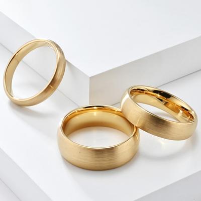 4 6 8mm Matte Geborstelde Tungsten Ring voor Mannen Vrouwen Mode Persoonlijkheid Eenvoudig Unisex Partnerring Goudkleur Hip Hop Sieraden Accessoires