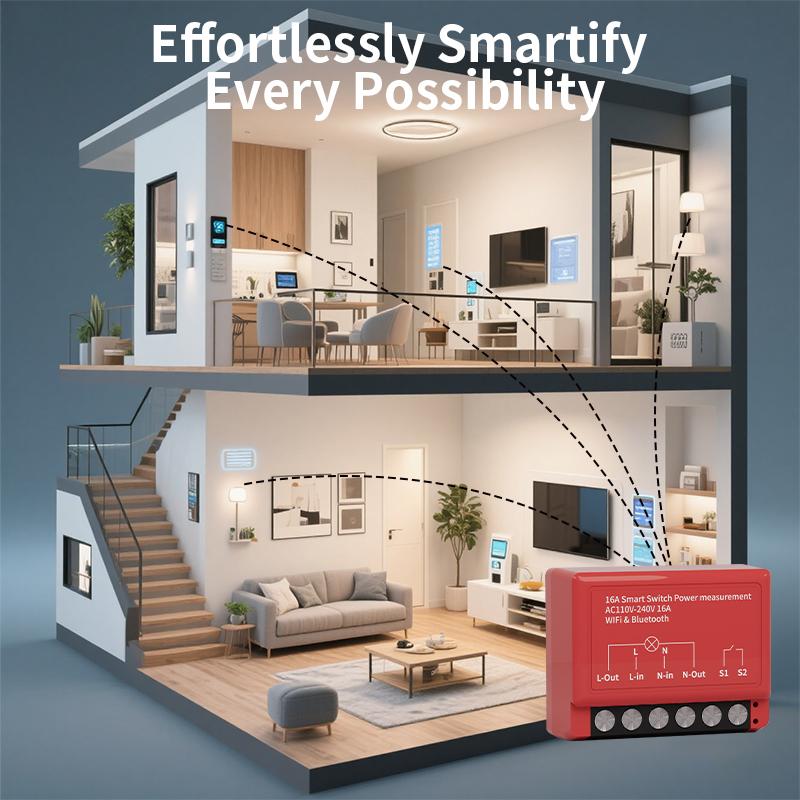 

1/ 2pcs Tuya Smart Switch 16A WIFI+BLE Power Measurement Switch Module DIY Timing Breaker Smart Life Google Alexa Voice Control 1pcs