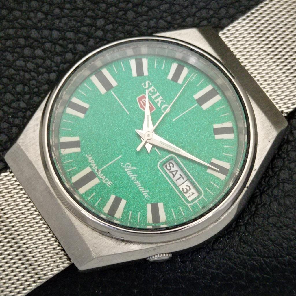 VINTAGE SEIKO 5 AUTOMATIC 6309A JAPAN MENS GREEN COLOR DIAL WATCH a702100-5 R208-a702100