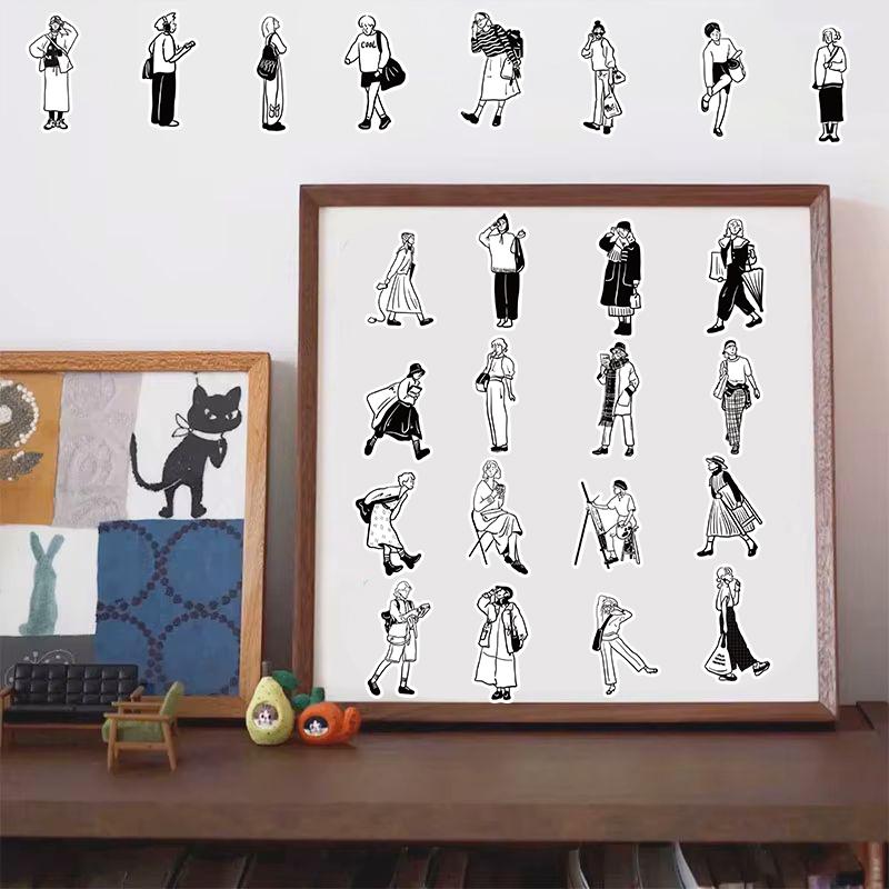 30/60PCS Minimalist Lines For Characters Stickers Car Decorative Case Luggage Handbook Cartoon Desktop Phone Cases DIY Sticker