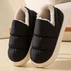 Waterproof Down Fabric Indoor Slippers for Men & Women - Warm, Closed-Heel, Autumn/Winter Style