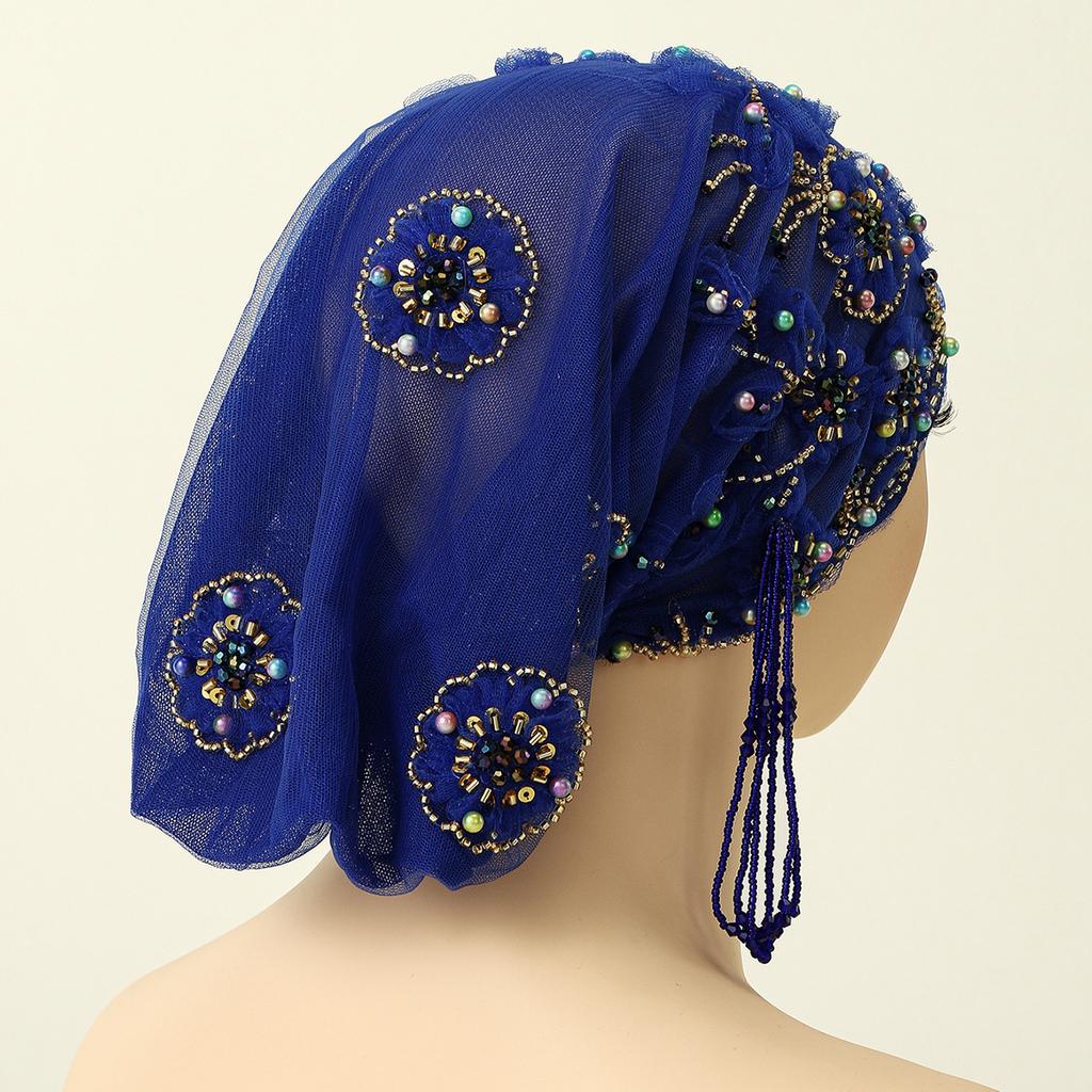 Muslim Rhinetone Lace Inner Cap Elastic Islamic Headwear for Women Prayer Cap Head Cover