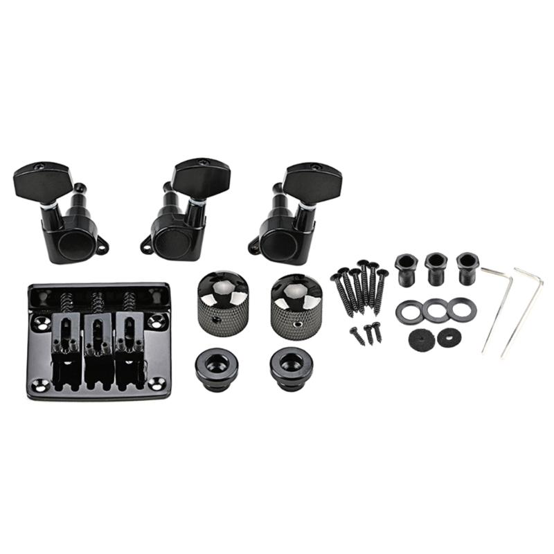 Practical 3 Strings Guitar Bridge Set Guitar Saddle Bridge with Screw Control Knob Wrench Guitar Replacement Accessories